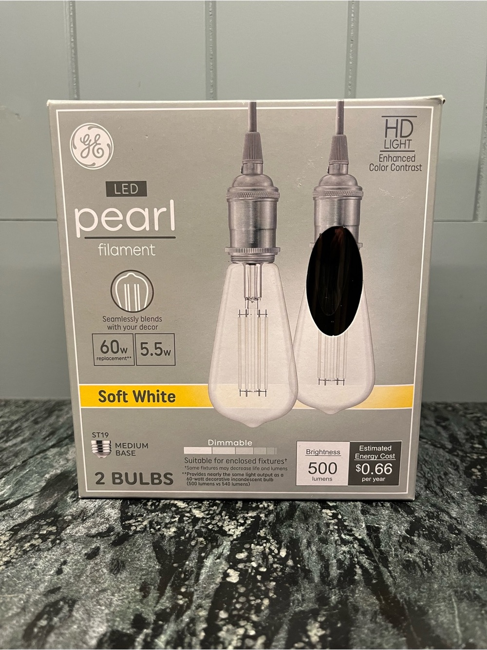 Soft White LED Pearl Filament Bulbs - 2 Pack - Edison Style